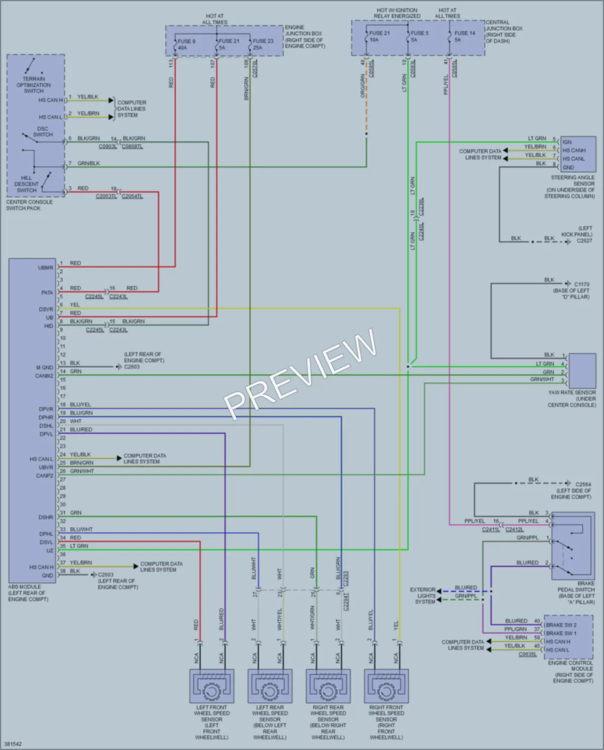 2013 LandRover RangeRoverSport Anti Lock Brakes wiring diagram preview