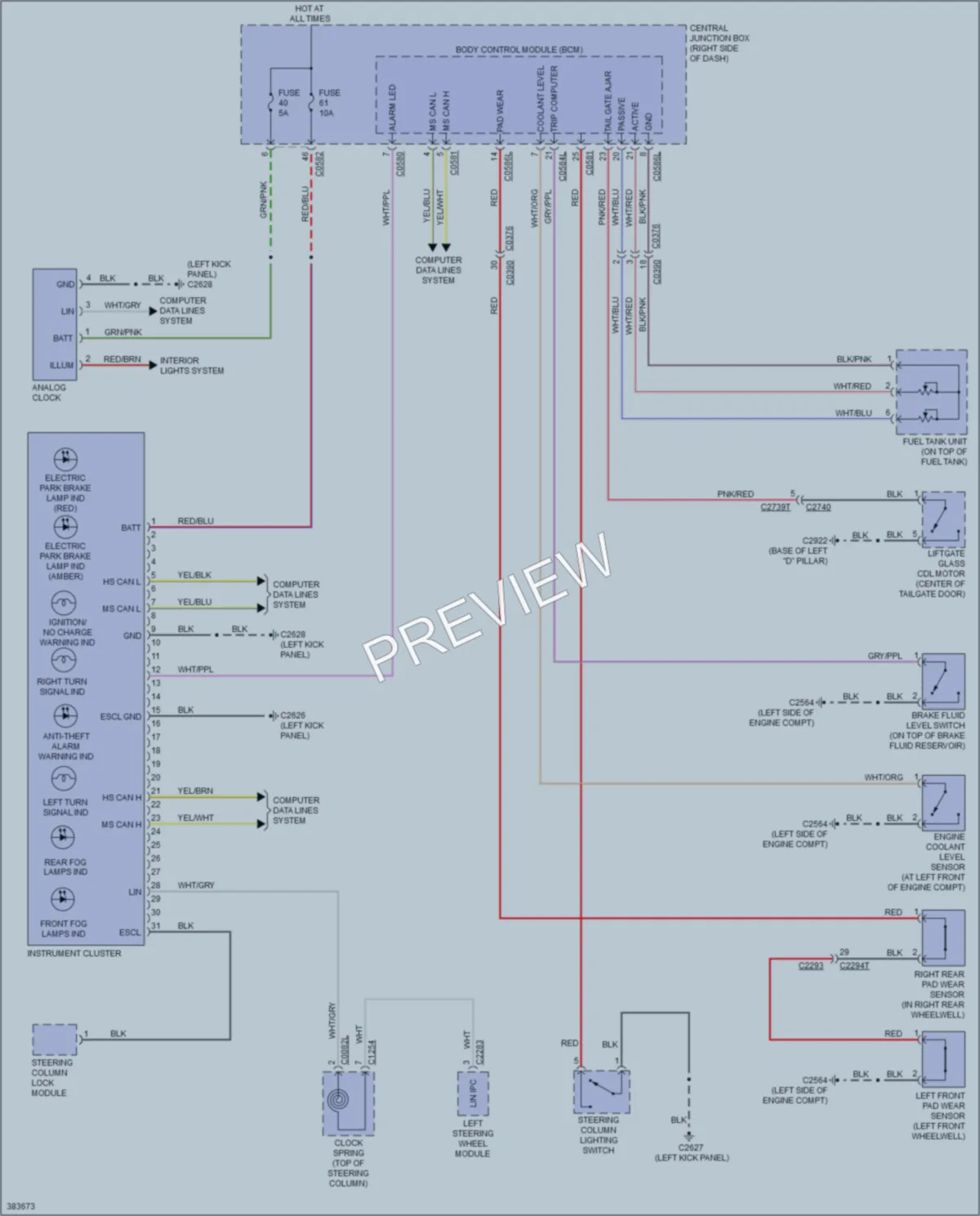 2013 LandRover RangeRoverSport Instrument Cluster wiring diagram preview