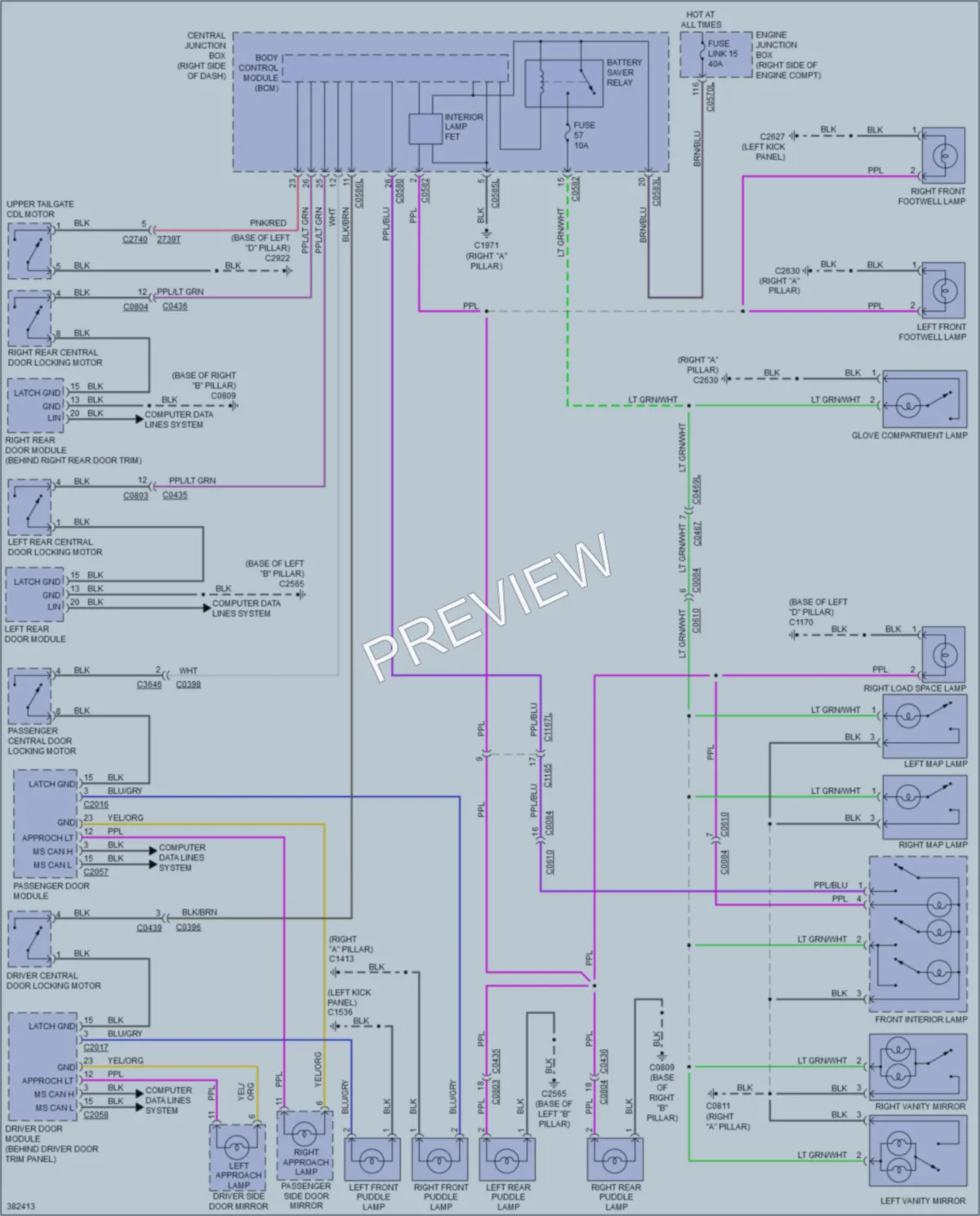 2013 LandRover RangeRoverSport Interior Lights wiring diagram preview