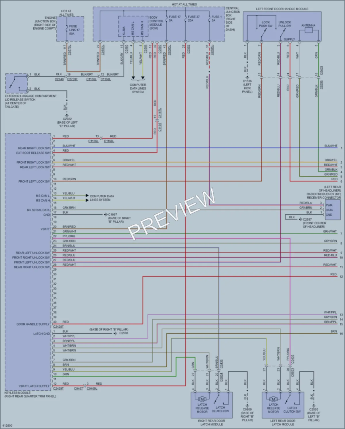 2013 LandRover RangeRoverSport Power Door Locks wiring diagram preview