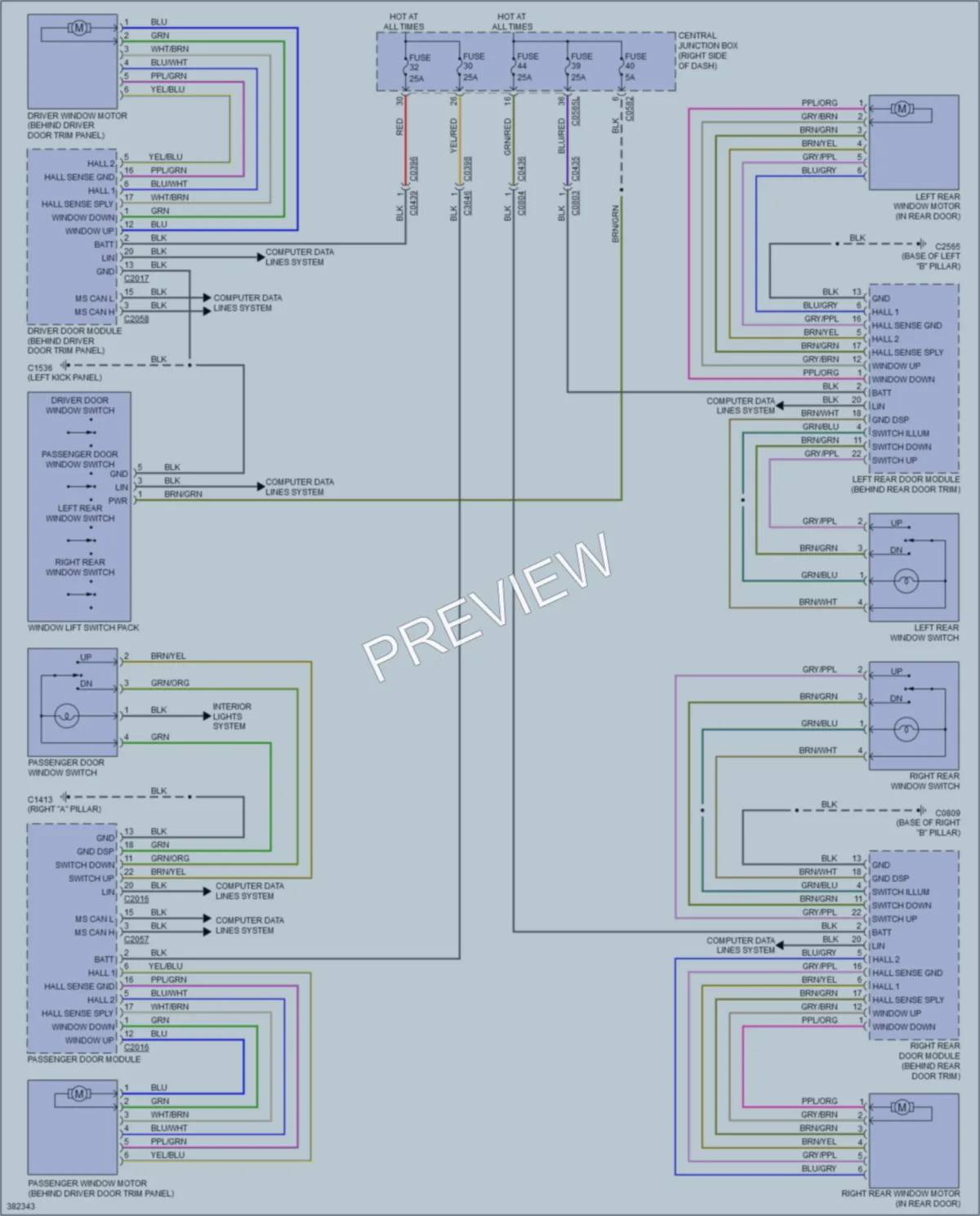 2013 LandRover RangeRoverSport Power Windows wiring diagram preview