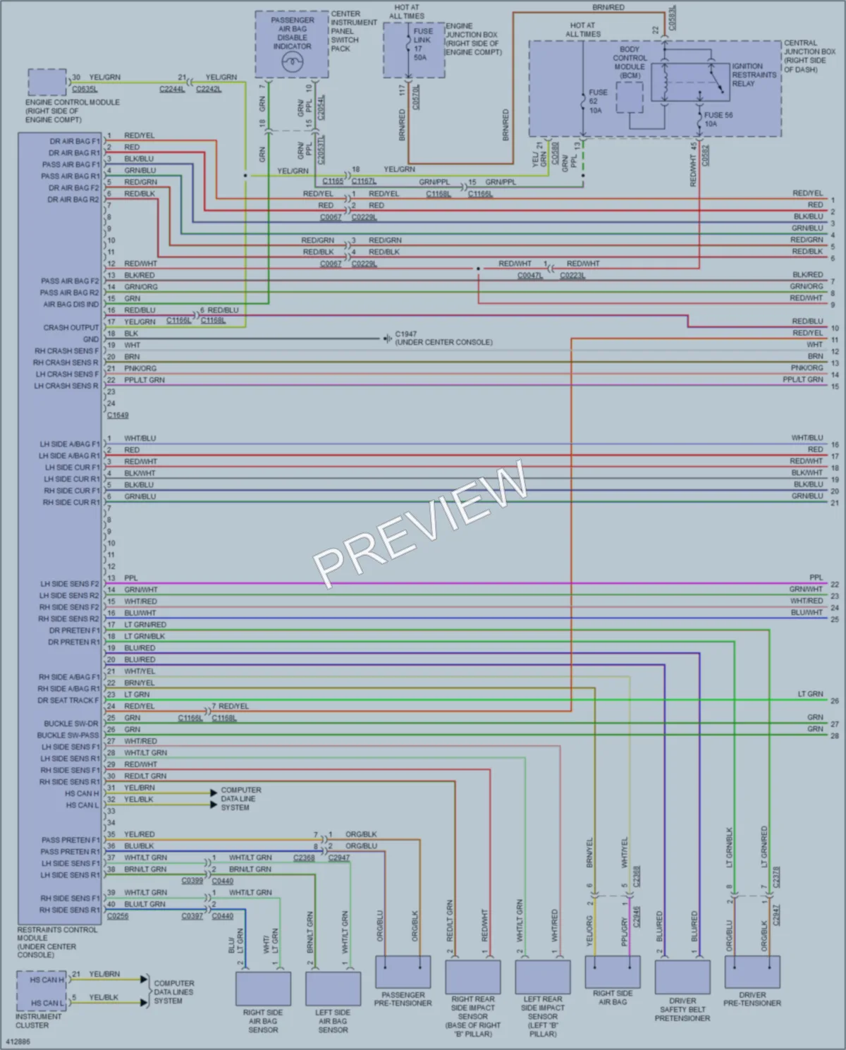 2013 LandRover RangeRoverSport Supplemental Restraints wiring diagram preview