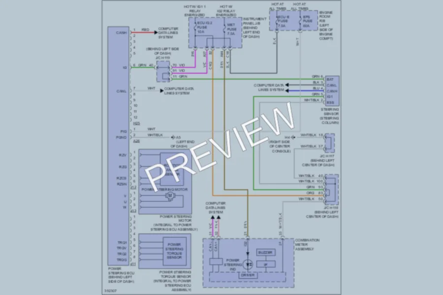 2013 Lexus CT200h Electronic Power Steering wiring diagram preview