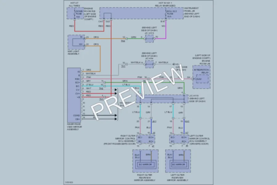 2013 Lexus CT200h Power Mirrors wiring diagram preview