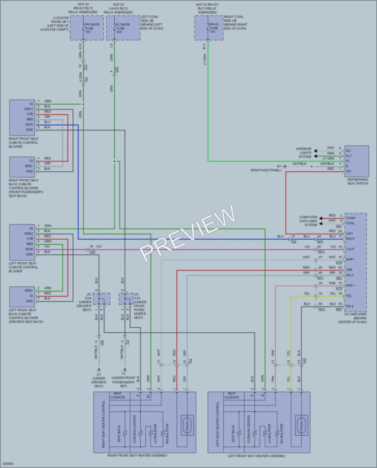 2013 Lexus GS350 Power Seats wiring diagram preview