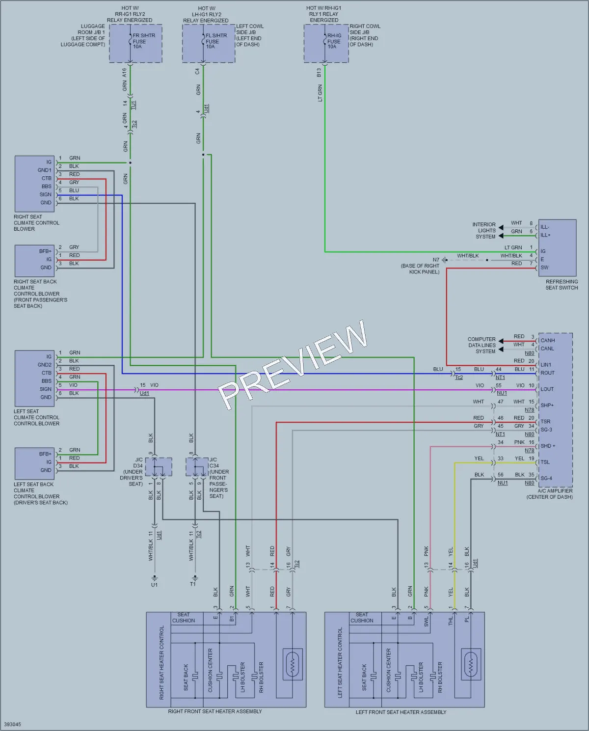 2013 Lexus GS450h Power Seats wiring diagram preview