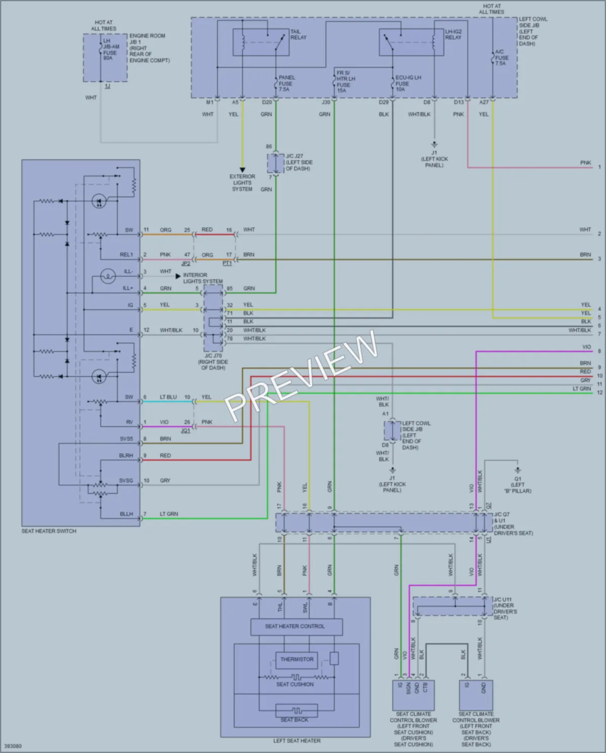 2013 Lexus IS350 Power Seats wiring diagram preview