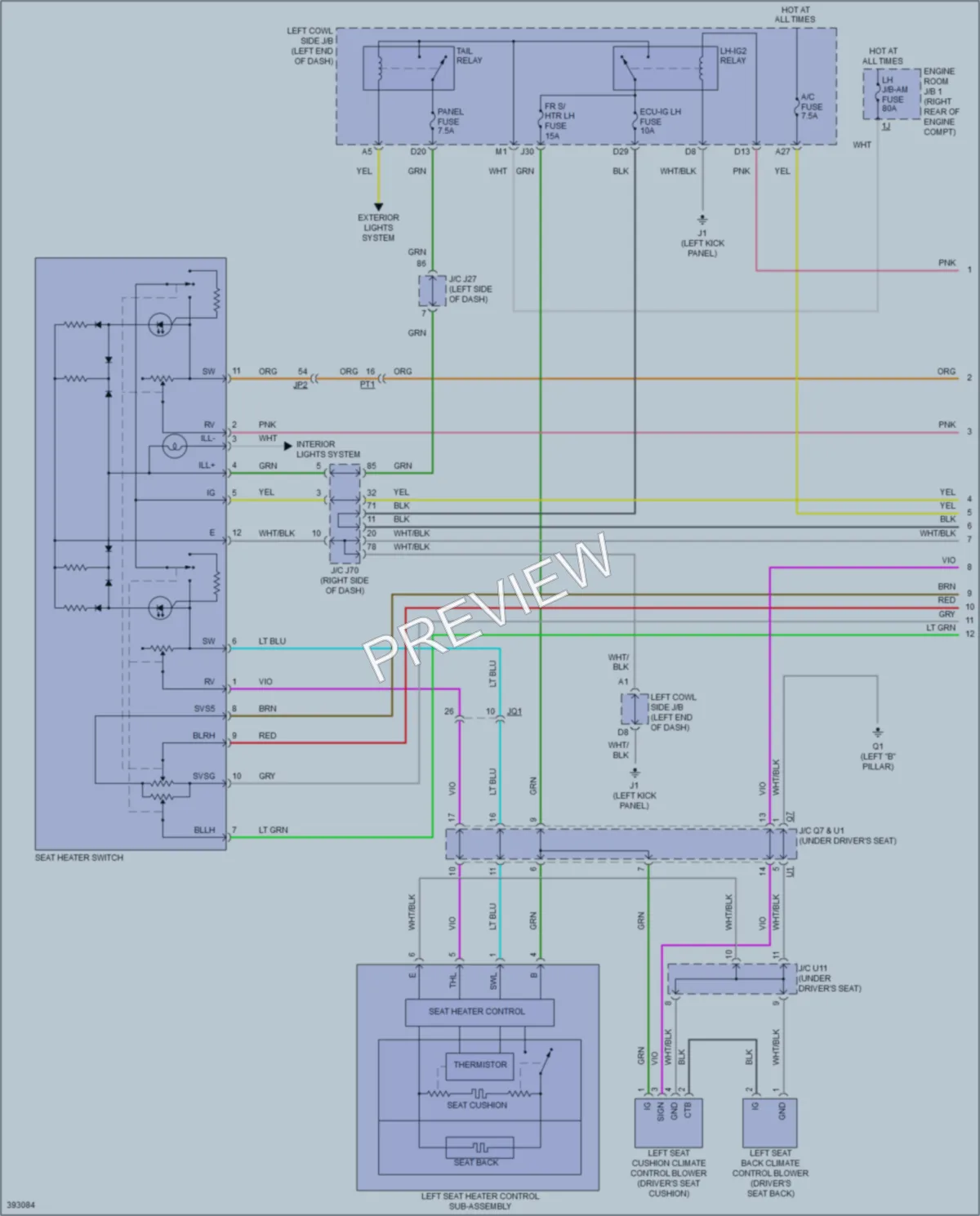 2013 Lexus IS350C Power Seats wiring diagram preview