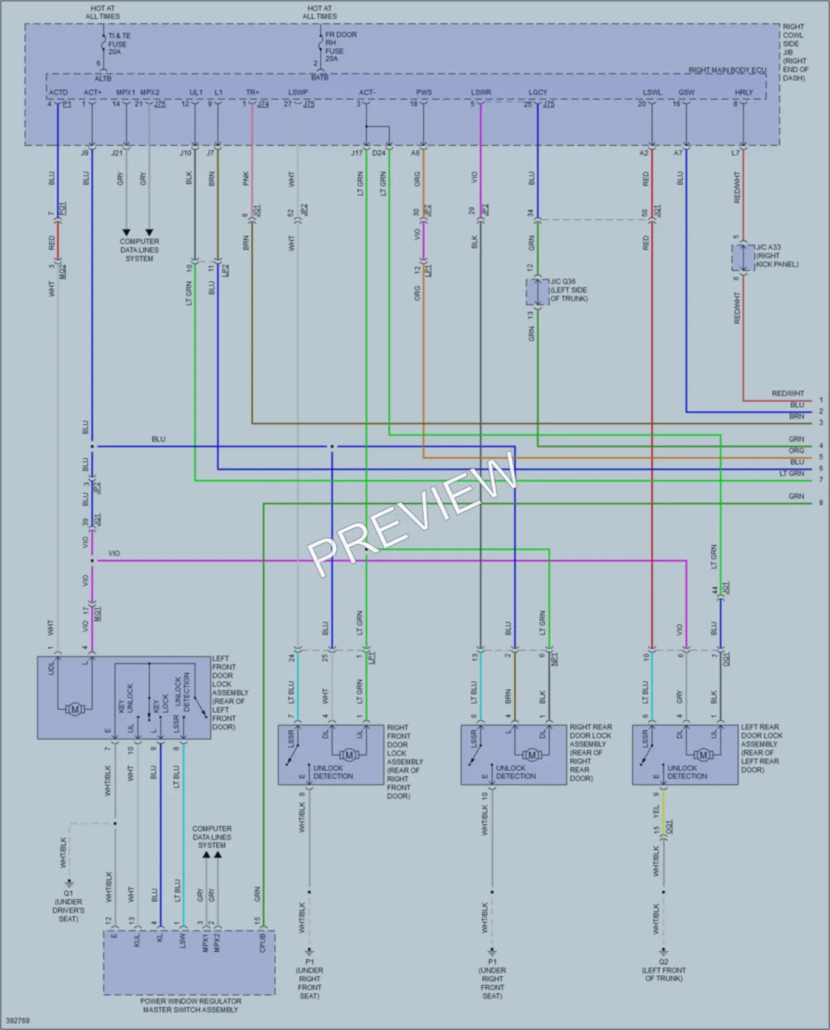 2013 Lexus ISF Power Door Locks wiring diagram preview