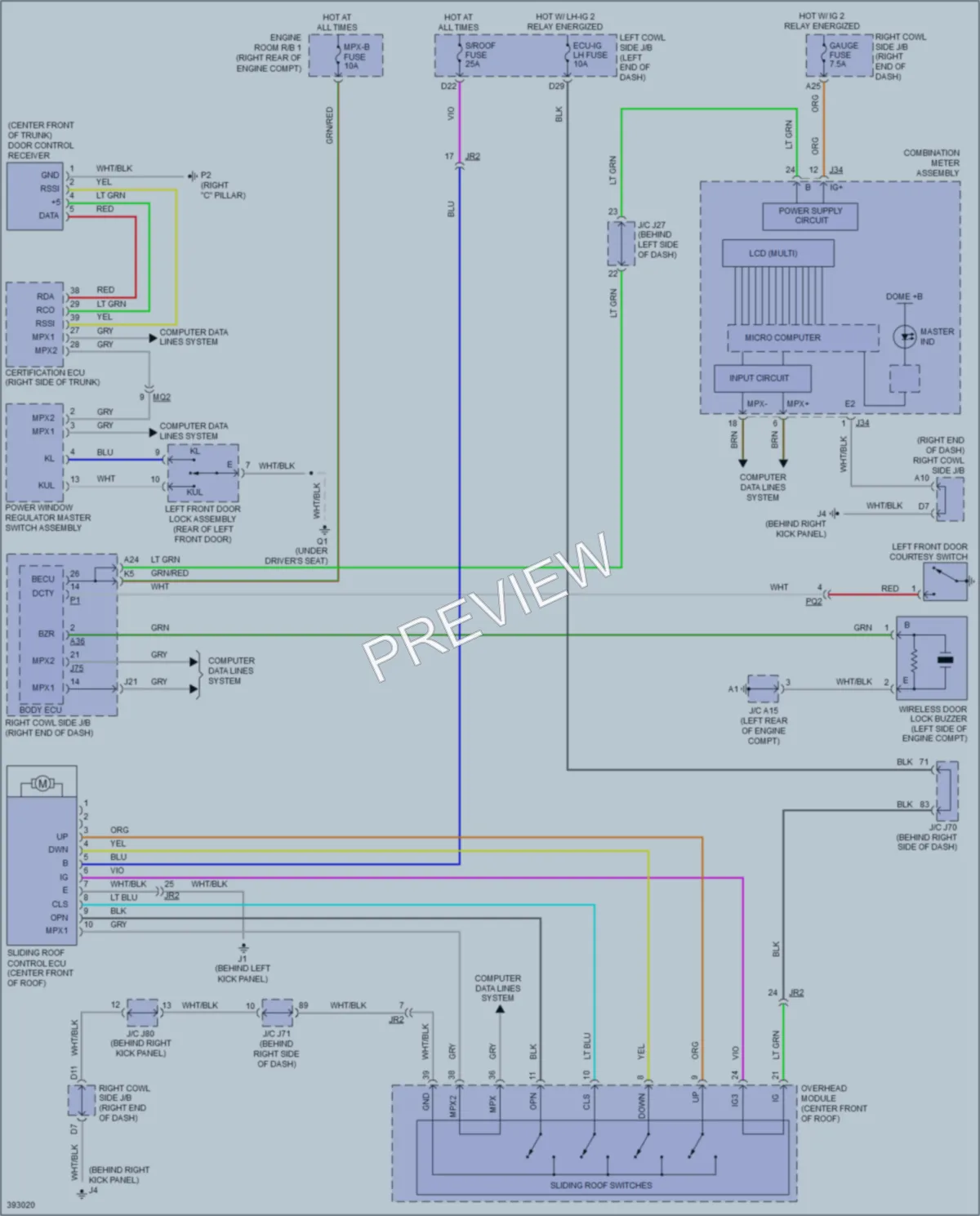 2013 Lexus ISF Power Top Sunroof wiring diagram preview