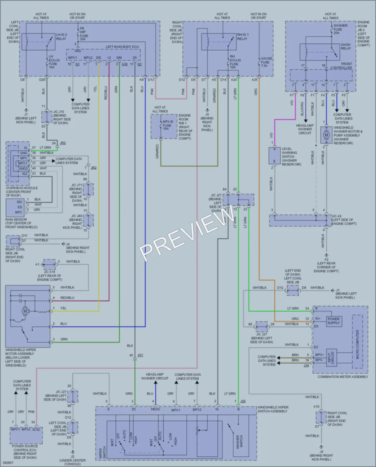 2013 Lexus ISF Wiper Washer wiring diagram preview