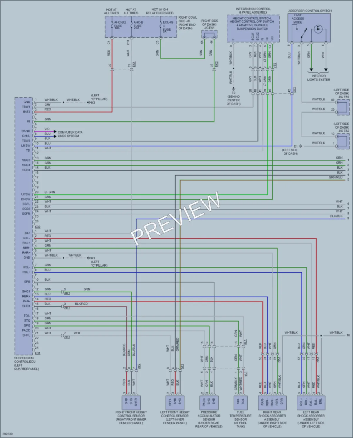 2013 Lexus LX570 Electronic Suspension wiring diagram preview