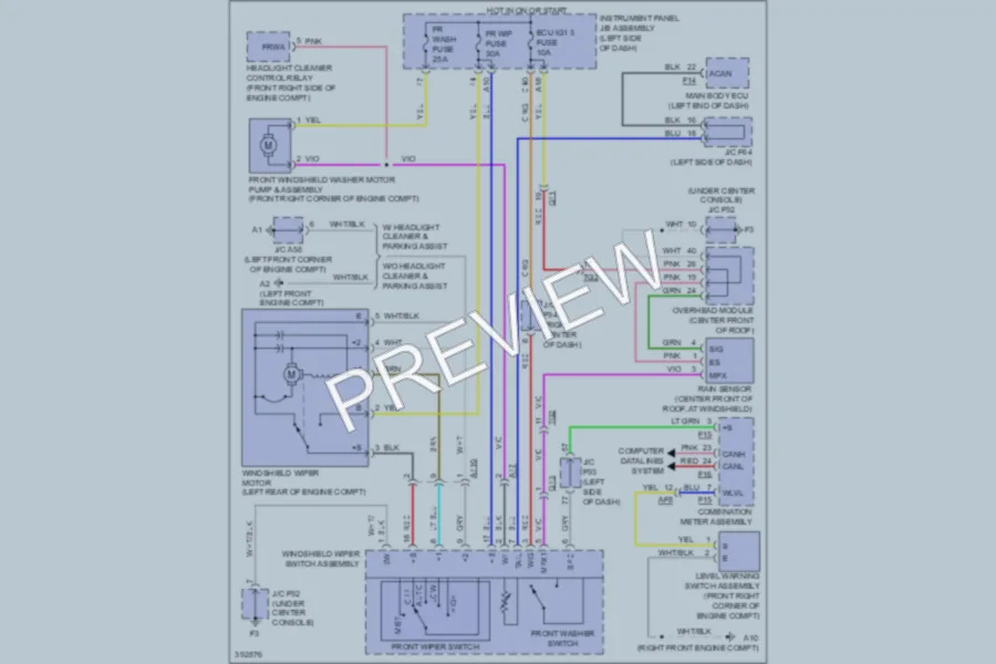 2013 Lexus RX350 Wiper Washer wiring diagram preview