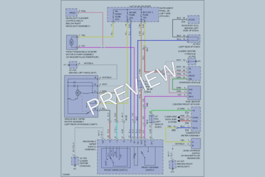 2013 Lexus RX450h Wiper Washer wiring diagram preview