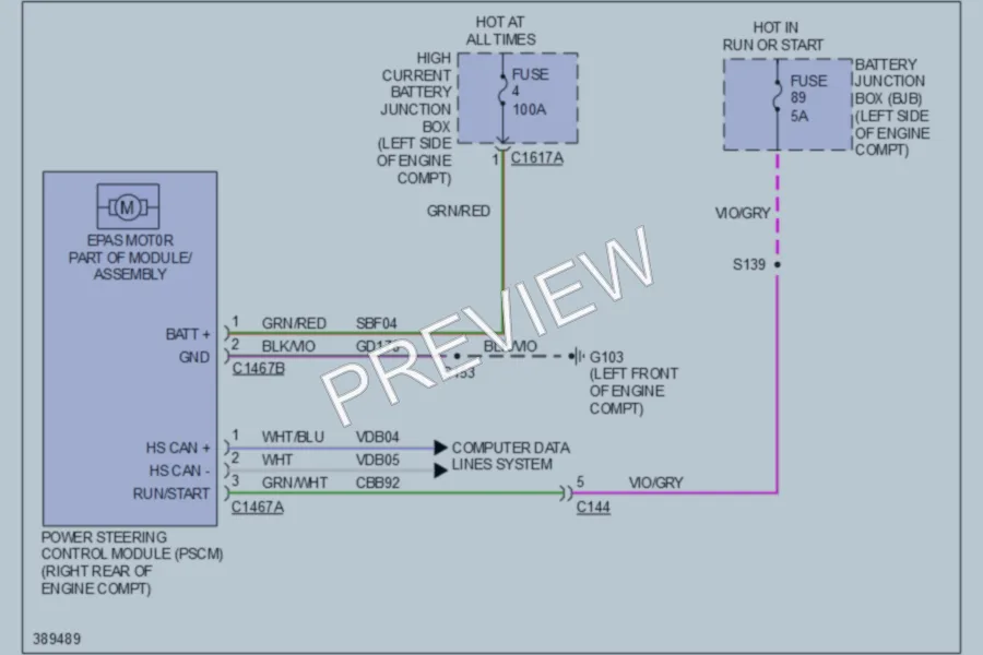 2013 Lincoln MKS Electronic Power Steering wiring diagram preview