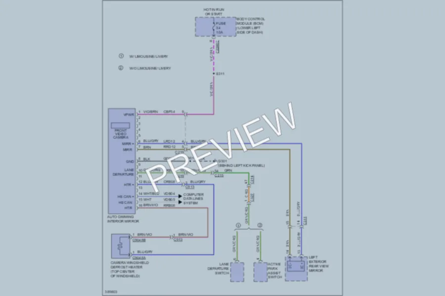 2013 Lincoln MKT Power Mirrors wiring diagram preview