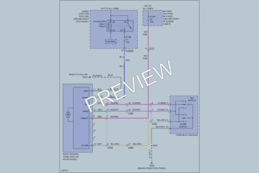 2013 Lincoln Navigator Power Top Sunroof wiring diagram preview