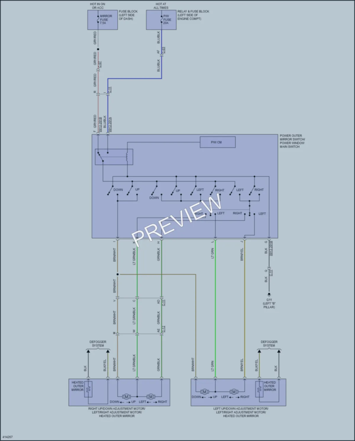 2013 Mazda 2 Power Mirrors wiring diagram preview