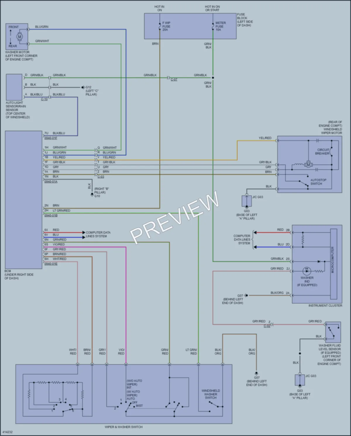 2013 Mazda 2 Wiper Washer wiring diagram preview
