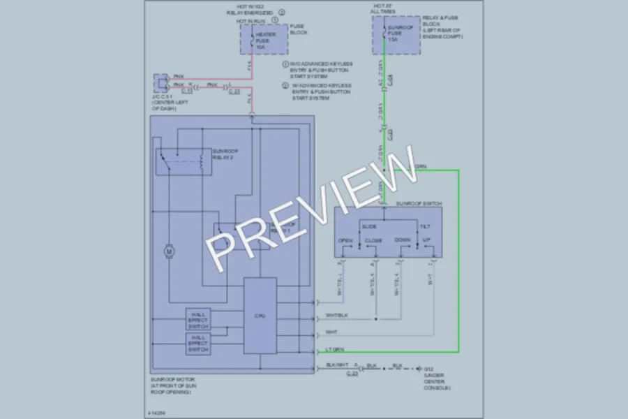 2013 Mazda 3 Power Top Sunroof wiring diagram preview