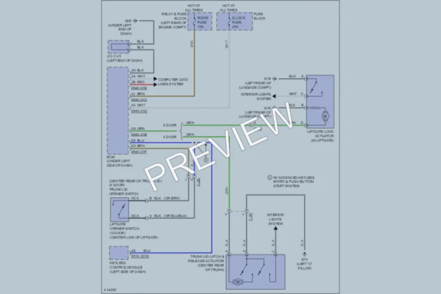 2013 Mazda 3 Trunk Tailgate Fuel Door wiring diagram preview