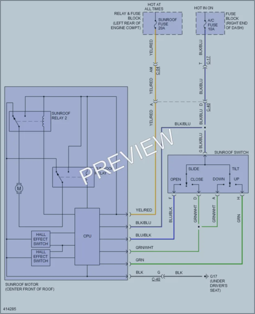 2013 Mazda 5 Power Top Sunroof wiring diagram preview