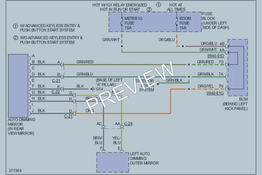 2013 Mazda 6 Power Mirrors wiring diagram preview
