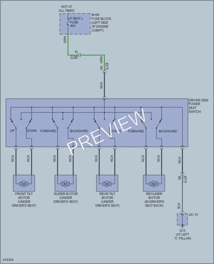 2013 Mazda CX9 Power Seats wiring diagram preview