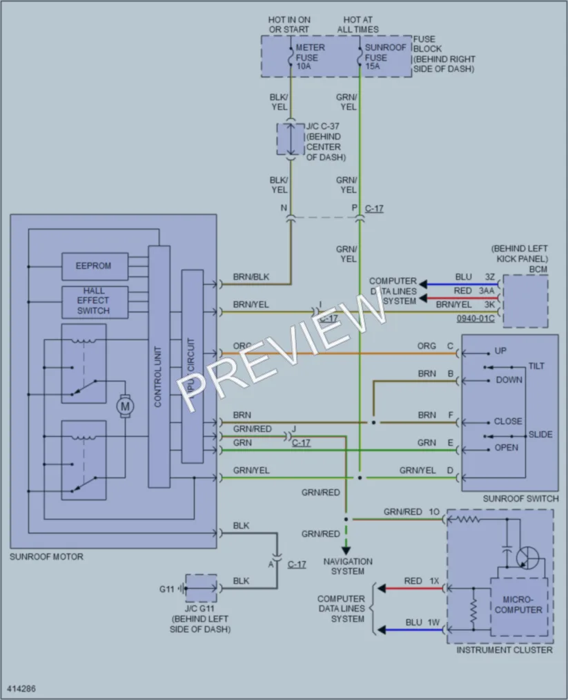 2013 Mazda CX9 Power Top Sunroof wiring diagram preview
