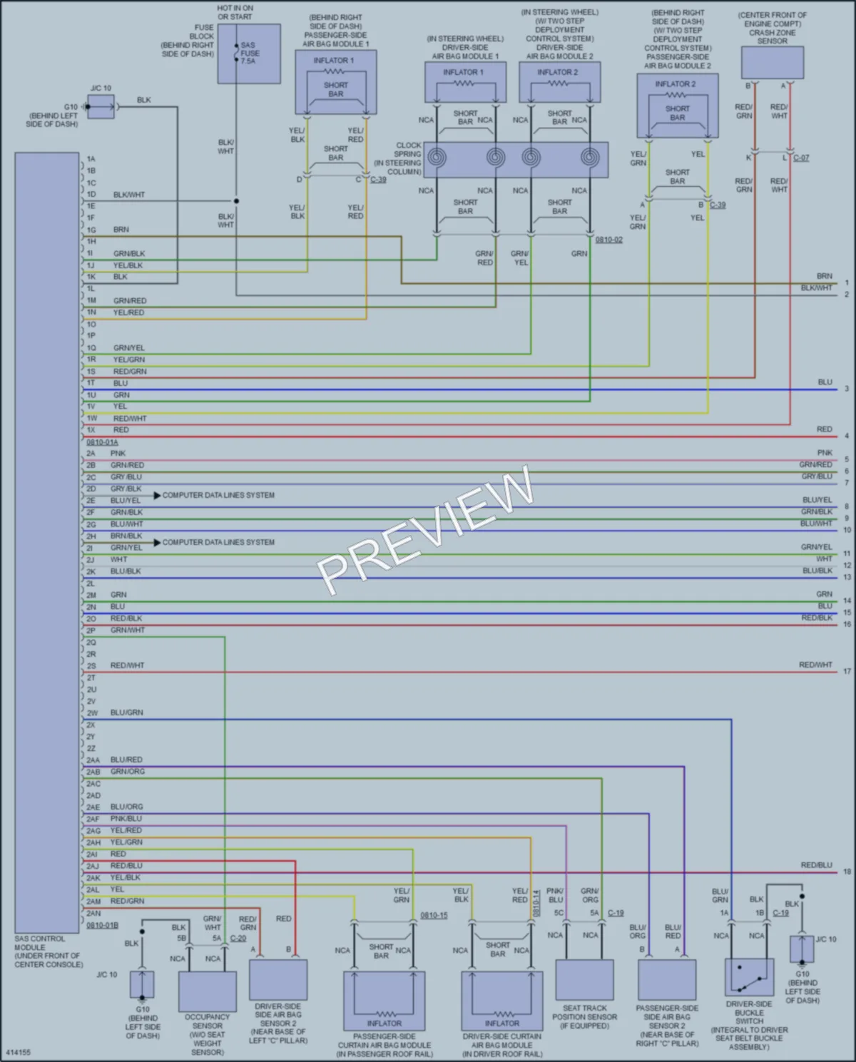 2013 Mazda CX9 Supplemental Restraints wiring diagram preview
