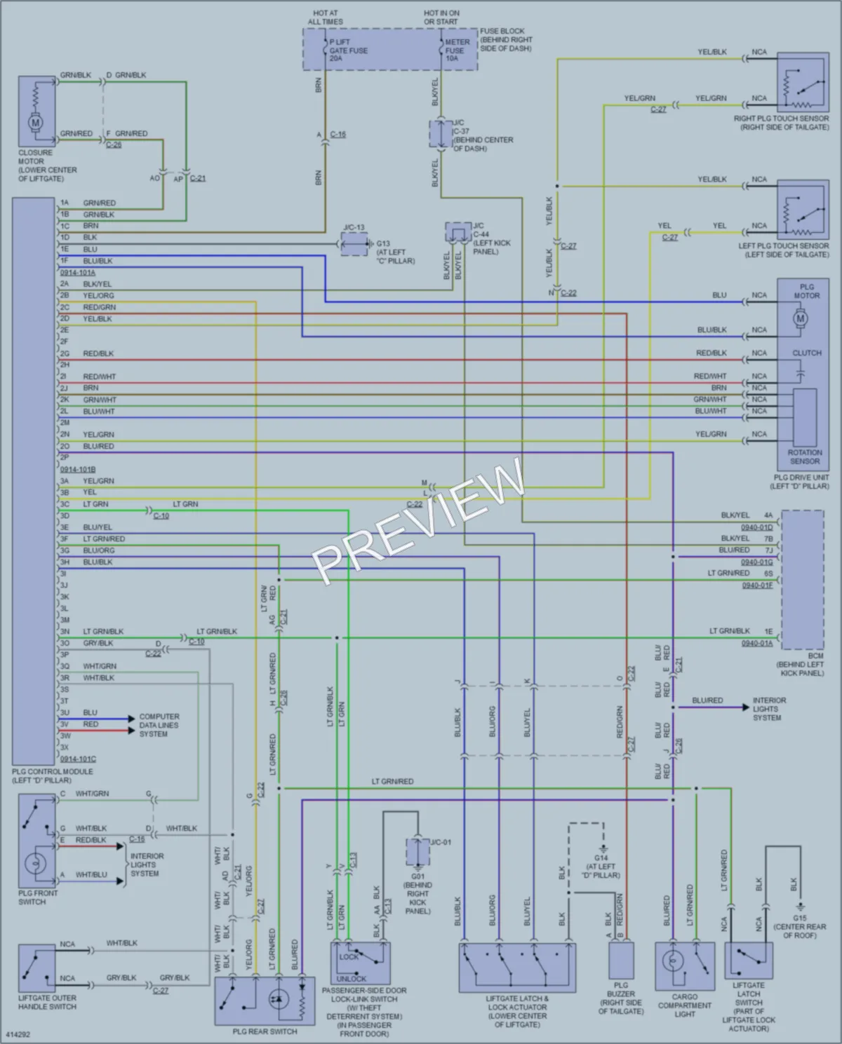 2013 Mazda CX9 Trunk Tailgate Fuel Door wiring diagram preview