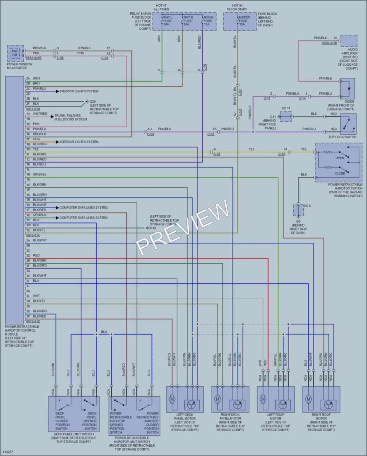 2013 Mazda MX5Miata Power Top Sunroof wiring diagram preview
