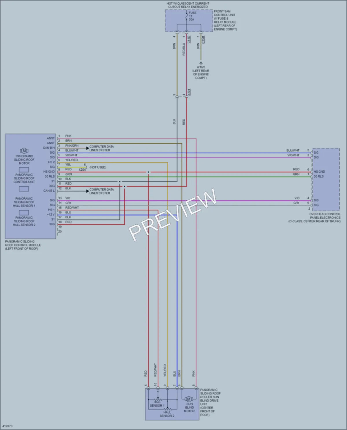 2013 MercedesBenz C250 Power Top Sunroof wiring diagram preview
