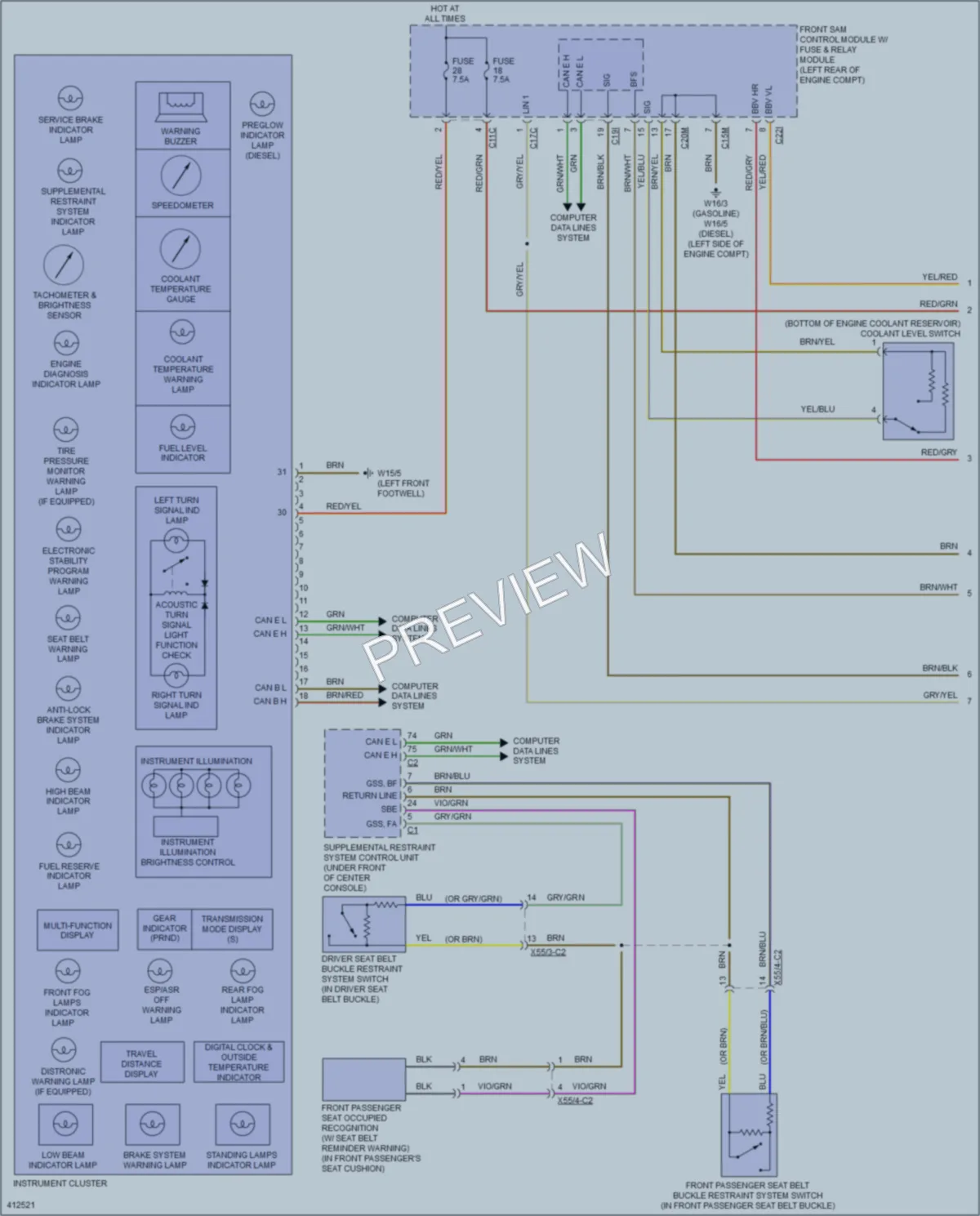 2013 MercedesBenz C300 Instrument Cluster wiring diagram preview