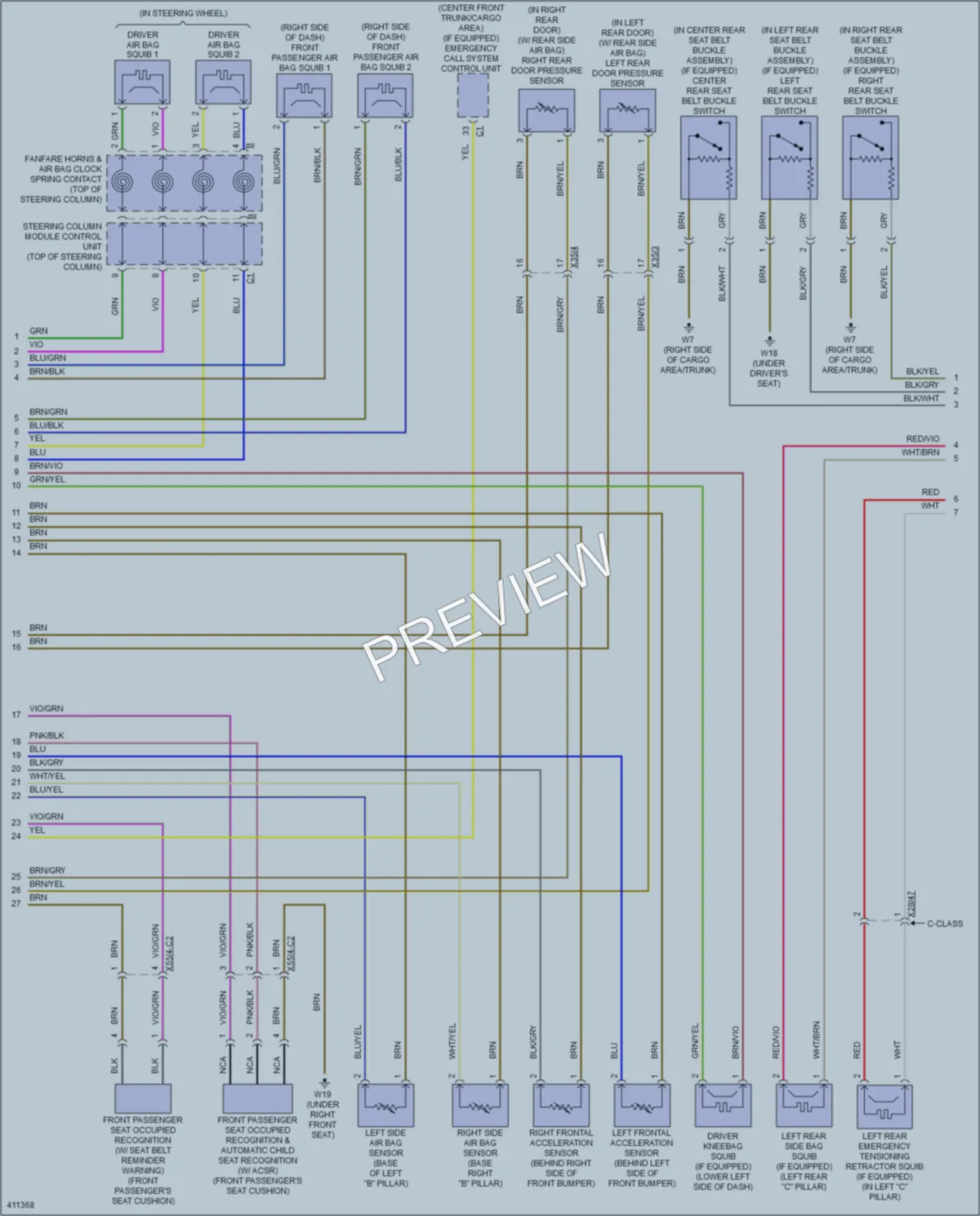 2013 MercedesBenz C300 Supplemental Restraints wiring diagram preview
