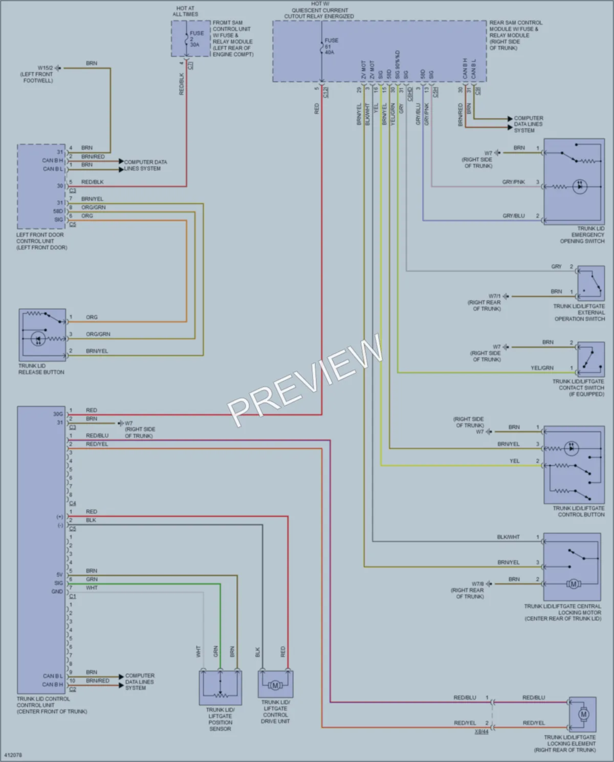 2013 MercedesBenz CLS550 Trunk Tailgate Fuel Door wiring diagram preview