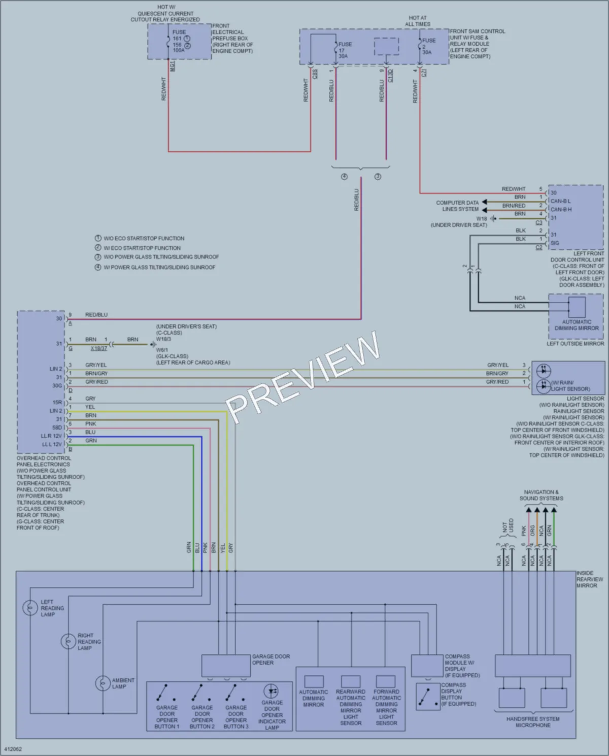 2013 MercedesBenz GLK250BLUETEC Power Mirrors wiring diagram preview