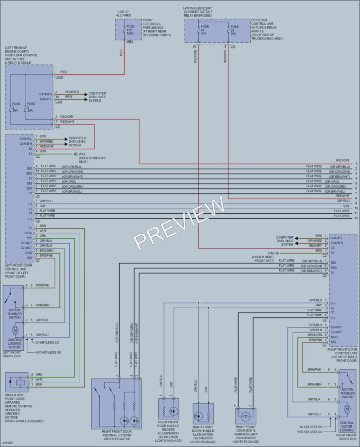 2013 MercedesBenz GLK350 Power Door Locks wiring diagram preview