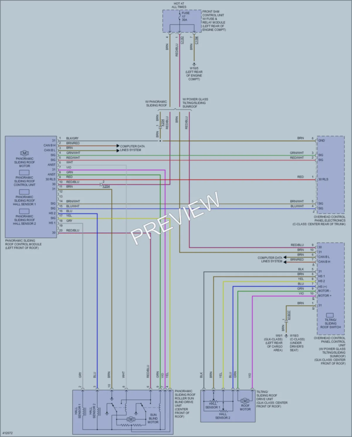 2013 MercedesBenz GLK350 Power Top Sunroof wiring diagram preview
