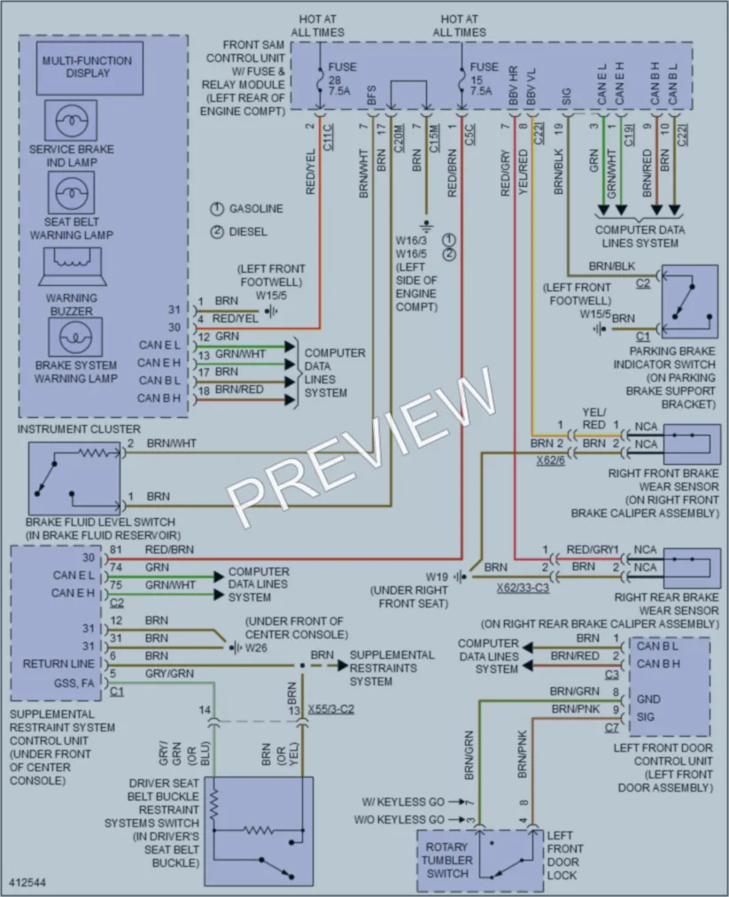 2013 MercedesBenz GLK350 Warning Systems wiring diagram preview