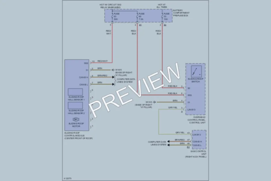 2013 MercedesBenz ML350 Power Top Sunroof wiring diagram preview