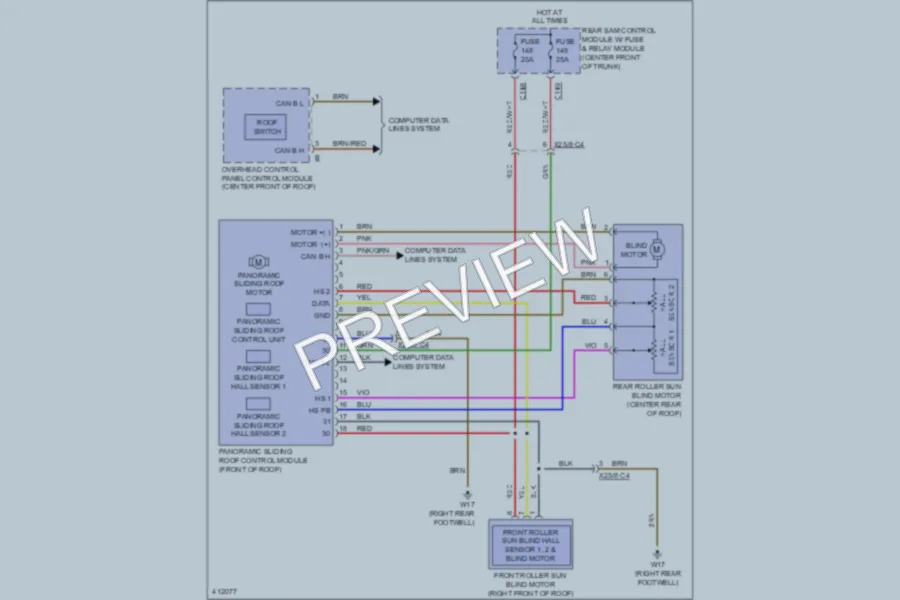 2013 MercedesBenz S400HYBRID Power Top Sunroof wiring diagram preview