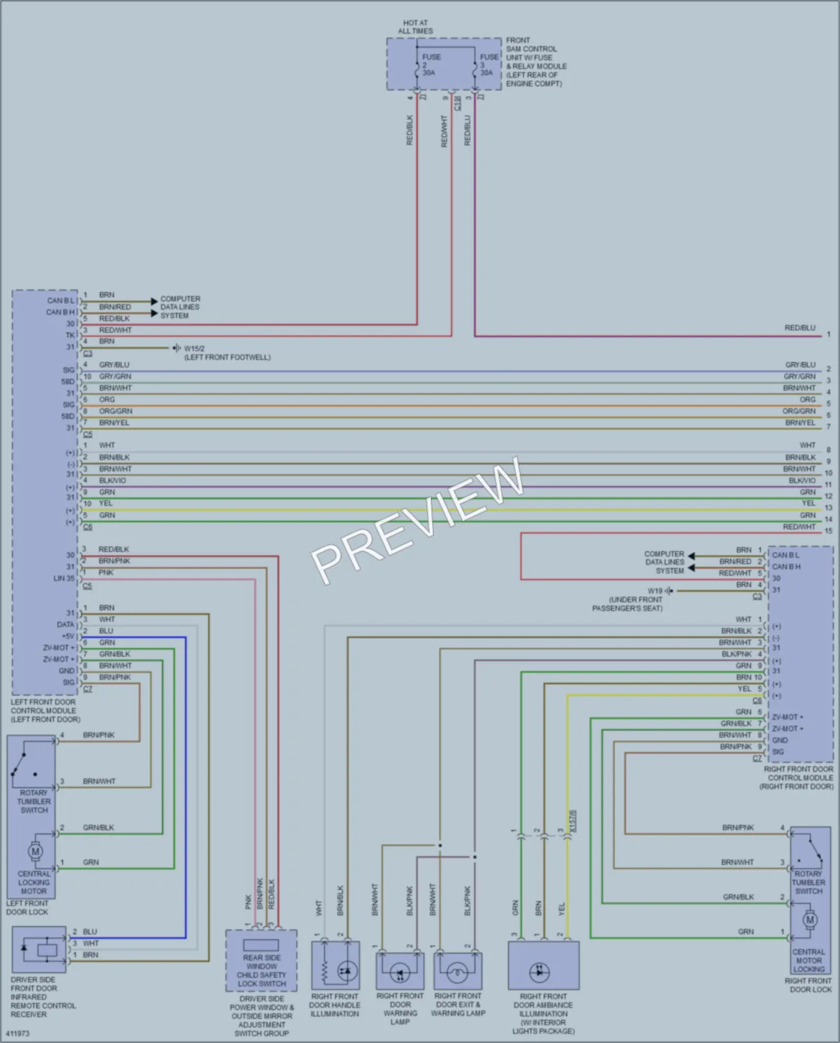 2013 MercedesBenz S550 Power Door Locks wiring diagram preview