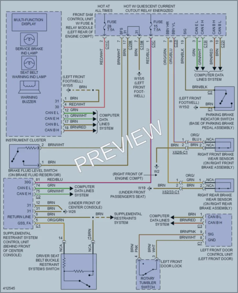 2013 MercedesBenz S550 Warning Systems wiring diagram preview