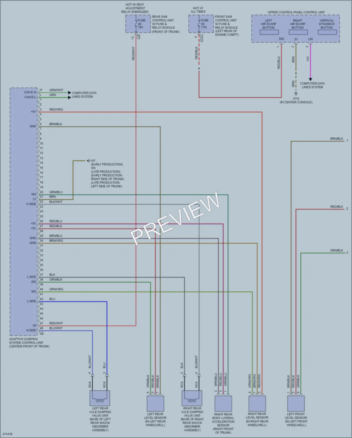 2013 MercedesBenz SLK350 Electronic Suspension wiring diagram preview