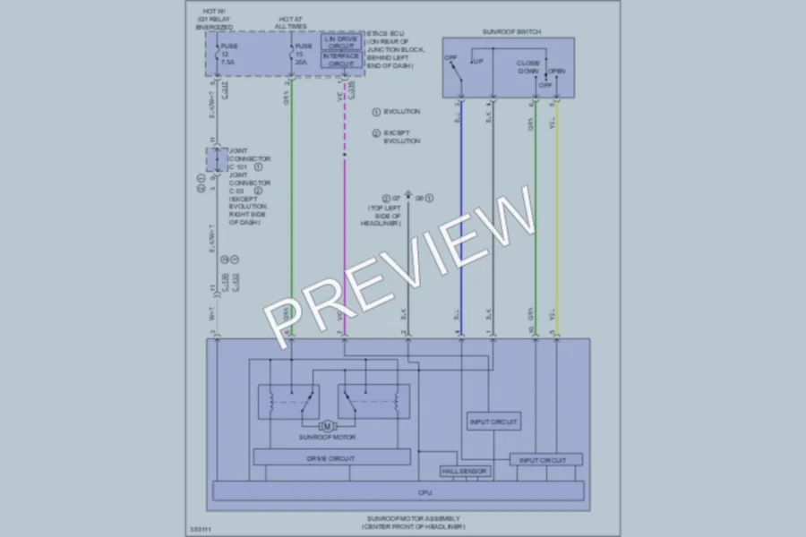 2013 Mitsubishi LancerSportback Power Top Sunroof wiring diagram preview