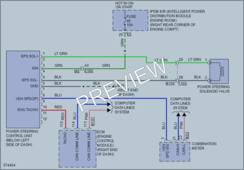 2013 Nissan 370Z Electronic Power Steering wiring diagram preview
