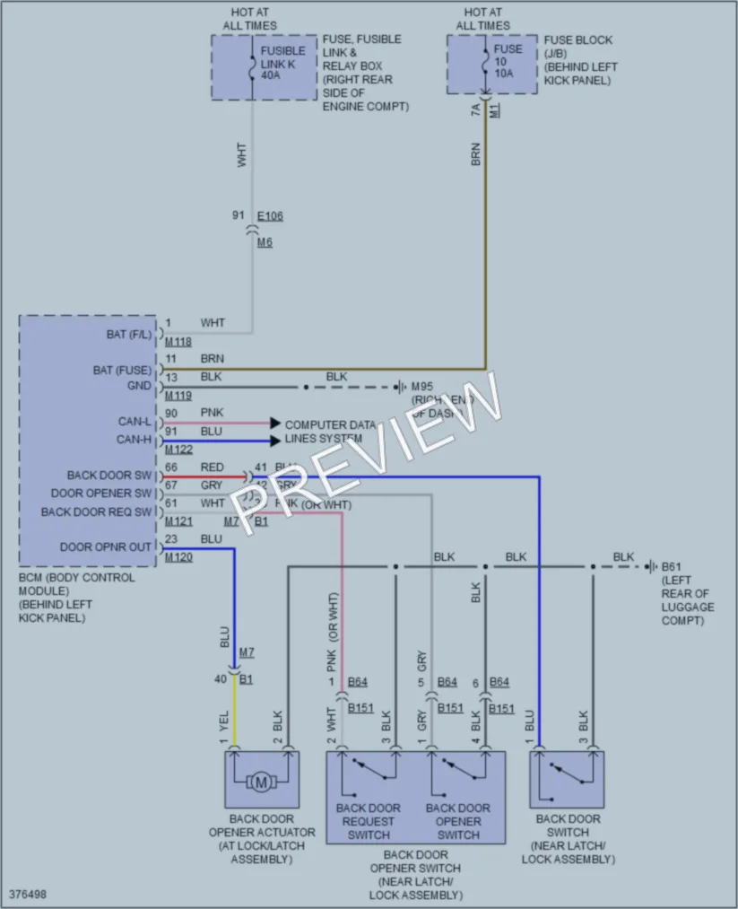 2013 Nissan 370Z Trunk Tailgate Fuel Door wiring diagram preview