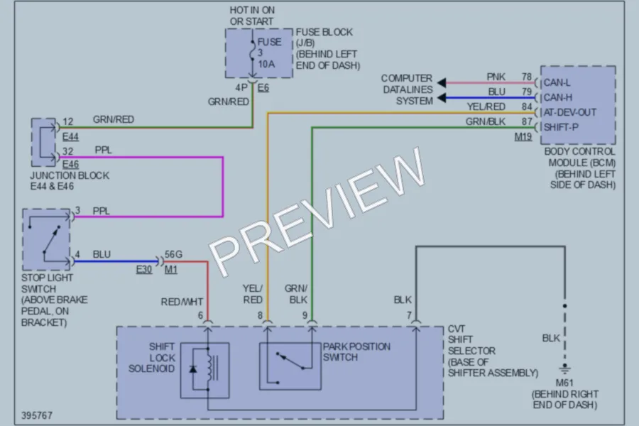 2013 Nissan Altima Shift Interlock wiring diagram preview
