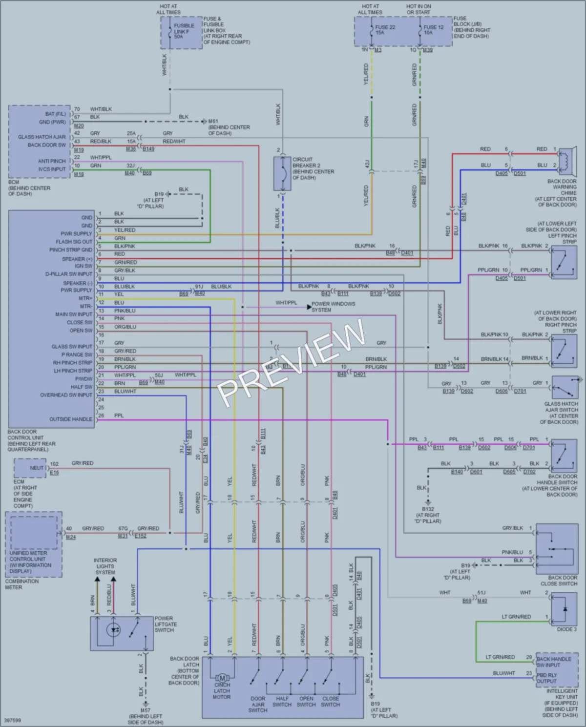 2013 Nissan Armada Trunk Tailgate Fuel Door wiring diagram preview